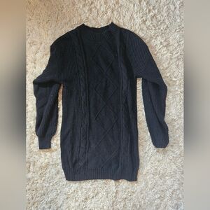 Hollister Womens Black Cable Knit Sweater Dress